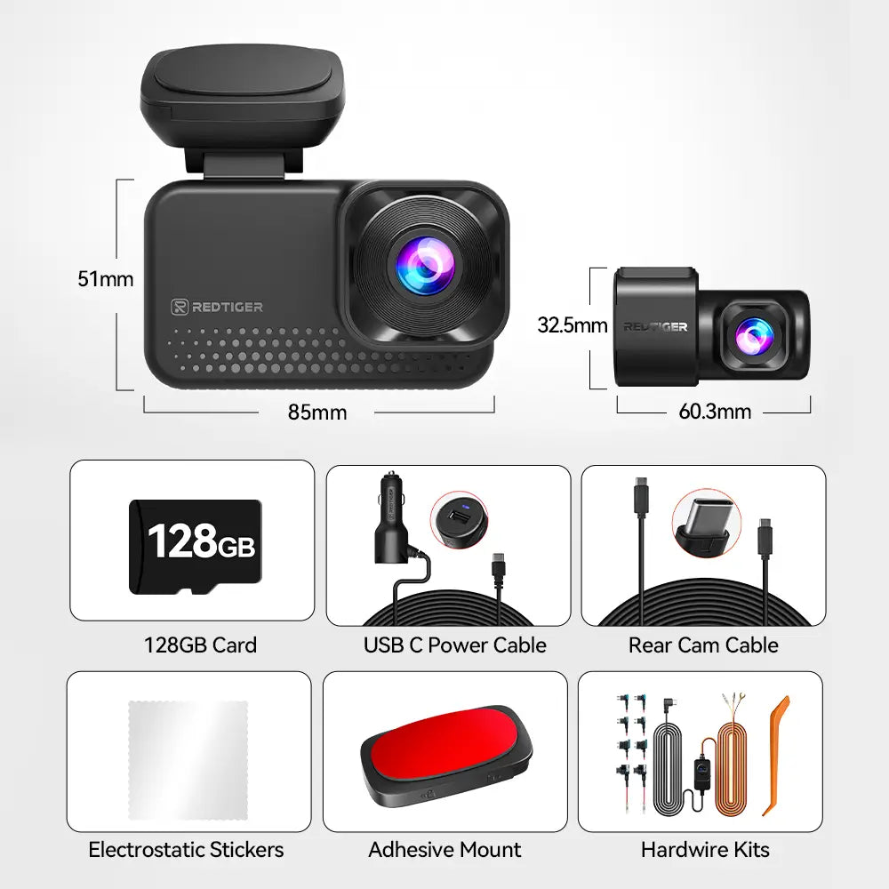 Redtiger ViewClear-70 4K Dual HDR 5.8Ghz WiFi-6 Super Night Vision Dual Dash Cam REDTIGER Official