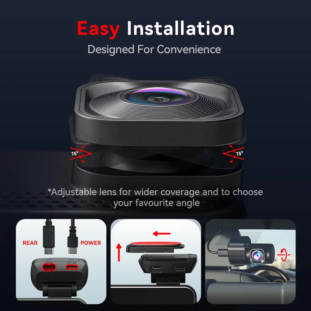 Redtiger ViewClear-70 4K Dual HDR 5.8Ghz WiFi-6 Super Night Vision Dual Dash Cam REDTIGER Official