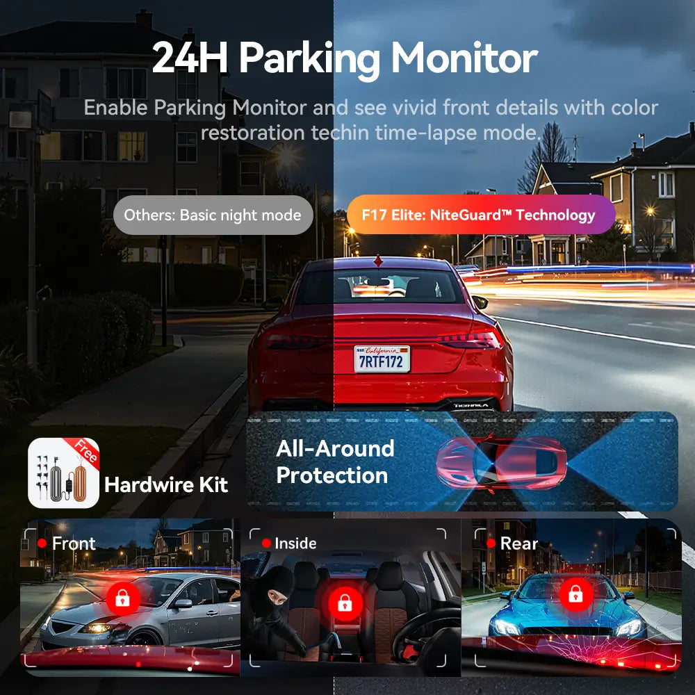 REDTIGER F17 Elite 4K 3 Channel Dash Cam Sony STARVIS 2 Dual HDR WIFI 6 Full Night Color REDTIGER Official