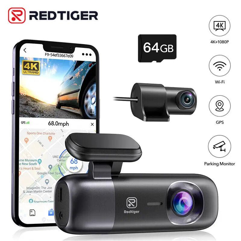 Redtiger F9 4K Dual Front and Rear Mini Dash Cam