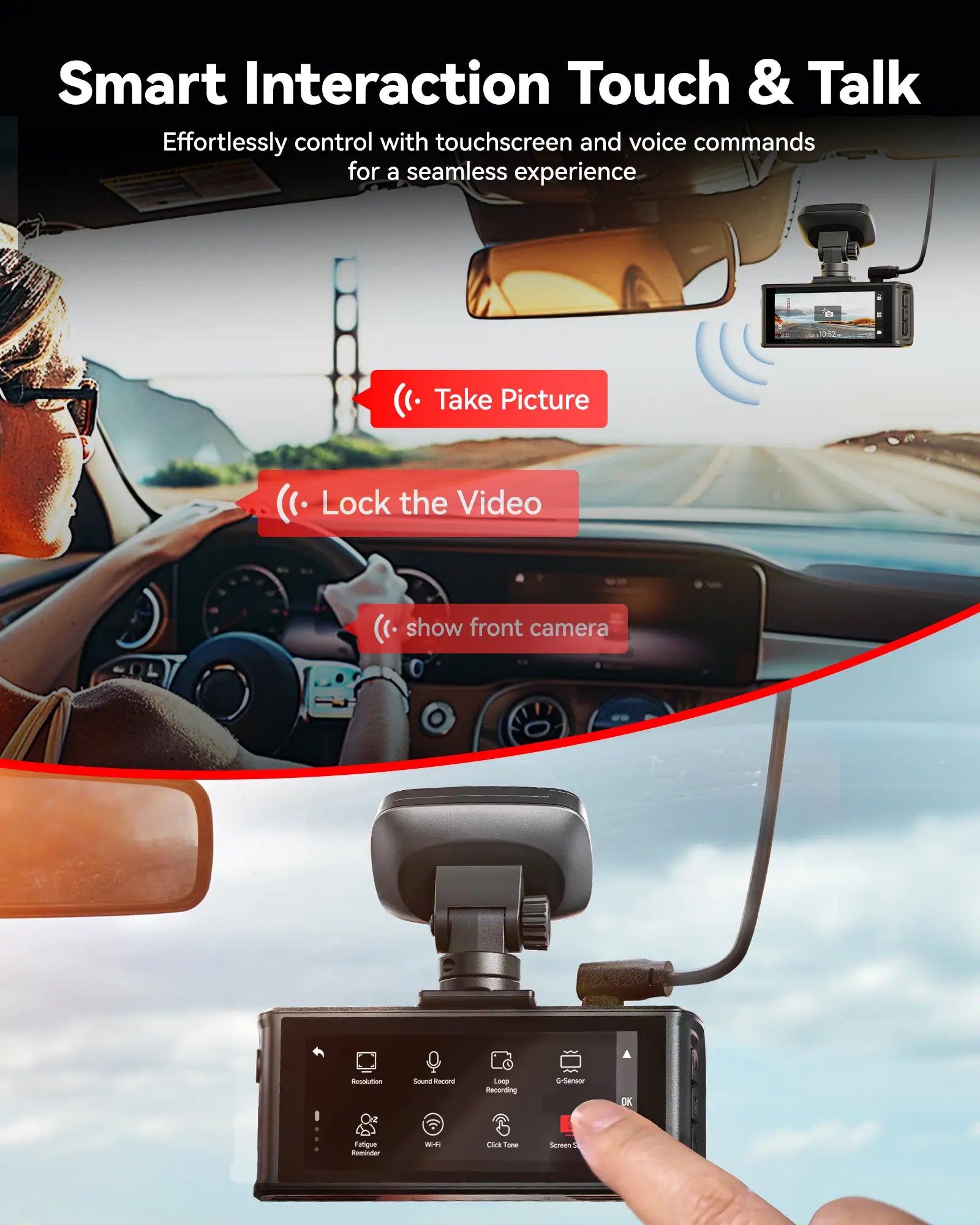 REDTIGER F7N Elite 4K Sony STARVIS 2 5.8GHz WiFi Touchscreen Voice Control Dual Dash Cam REDTIGER Official