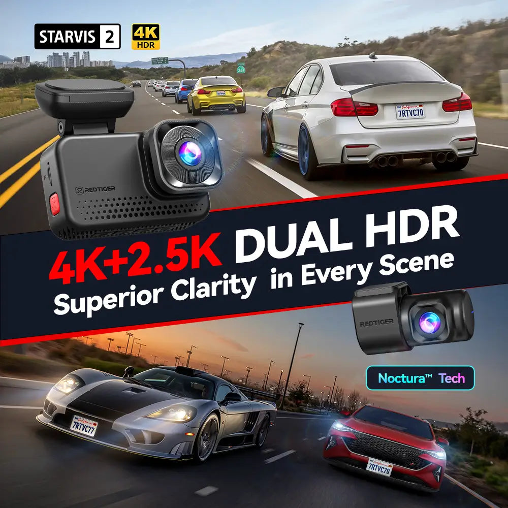 Redtiger ViewClear-70 4K Dual HDR 5.8Ghz WiFi-6 Super Night Vision Dual Dash Cam REDTIGER Official