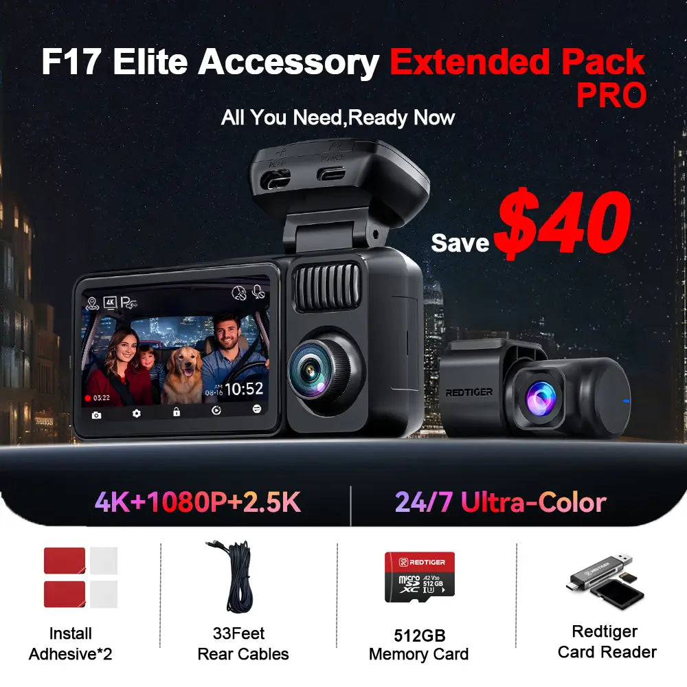 REDTIGER F17 Elite 4K 3 Channel Dash Cam Sony STARVIS 2 Dual HDR WIFI 6 Full Night Color - REDTIGER Official