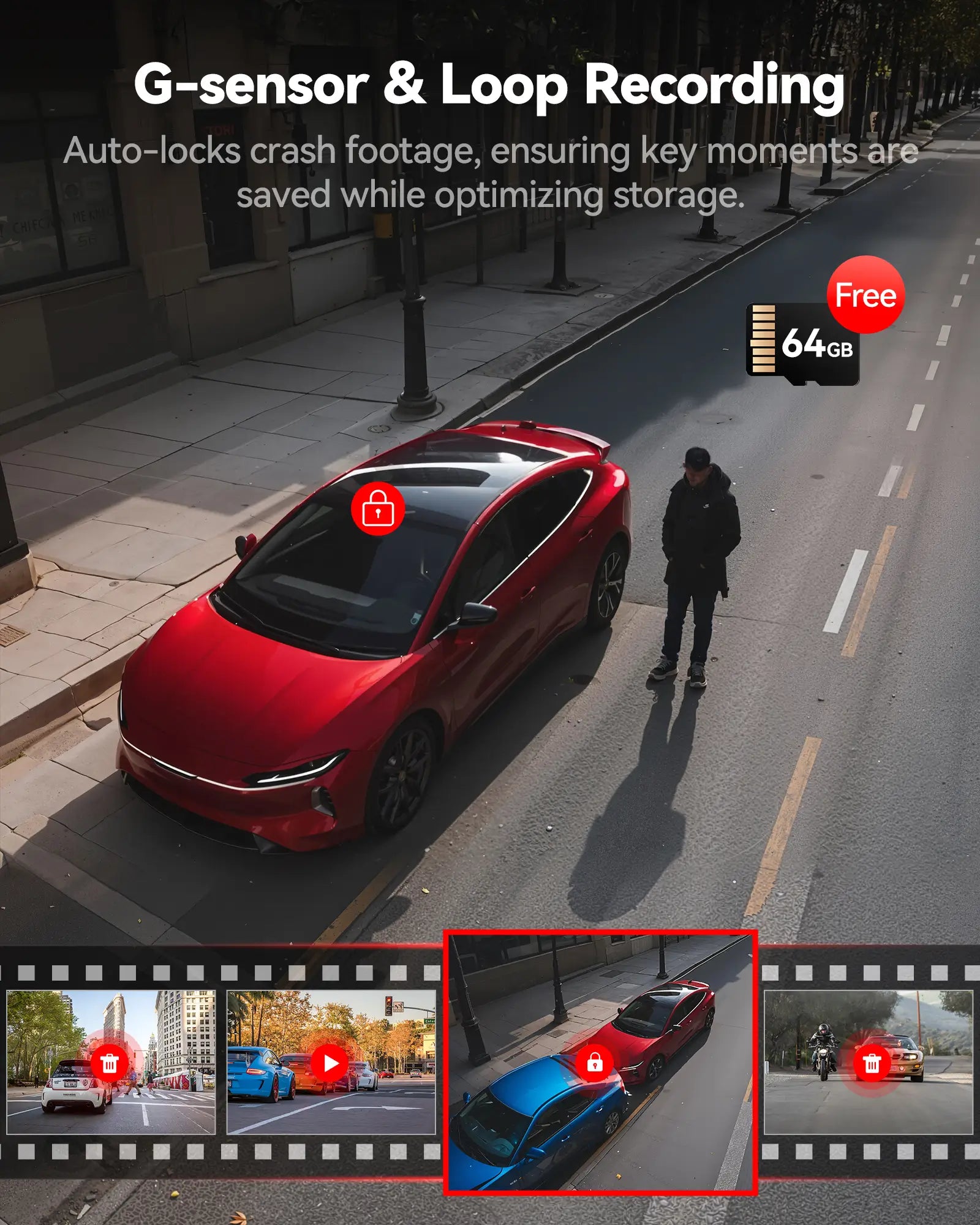 Redtiger A6 2.5k+1080P+1080P 3-Channel 5.8GHz Wifi Dash Cam Hot Sales REDTIGER Dash Cam