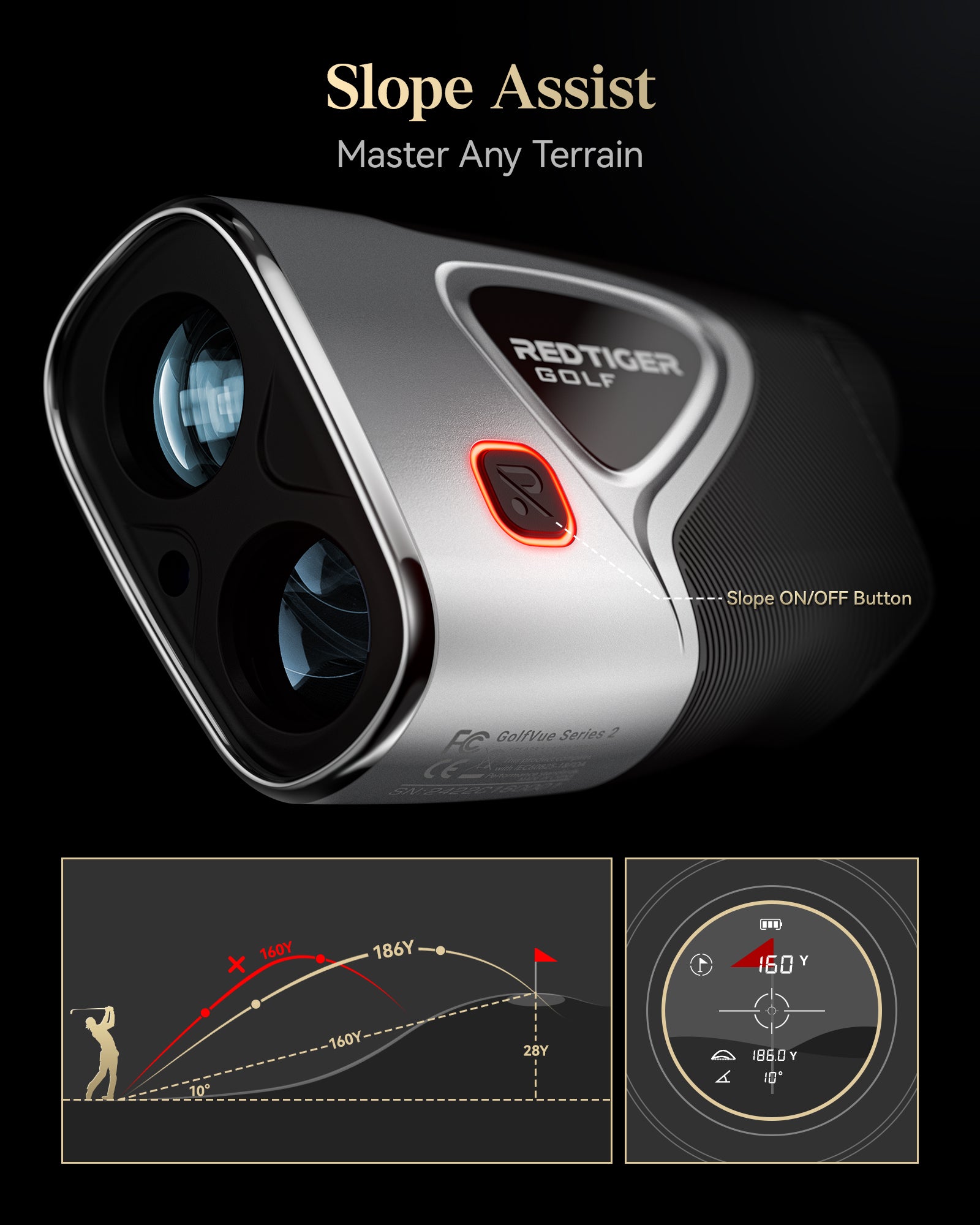 Redtiger Light-Adaptive Upgraded Laser Golf Rangefinder For 1200 Yards Hot Sales REDTIGER Official