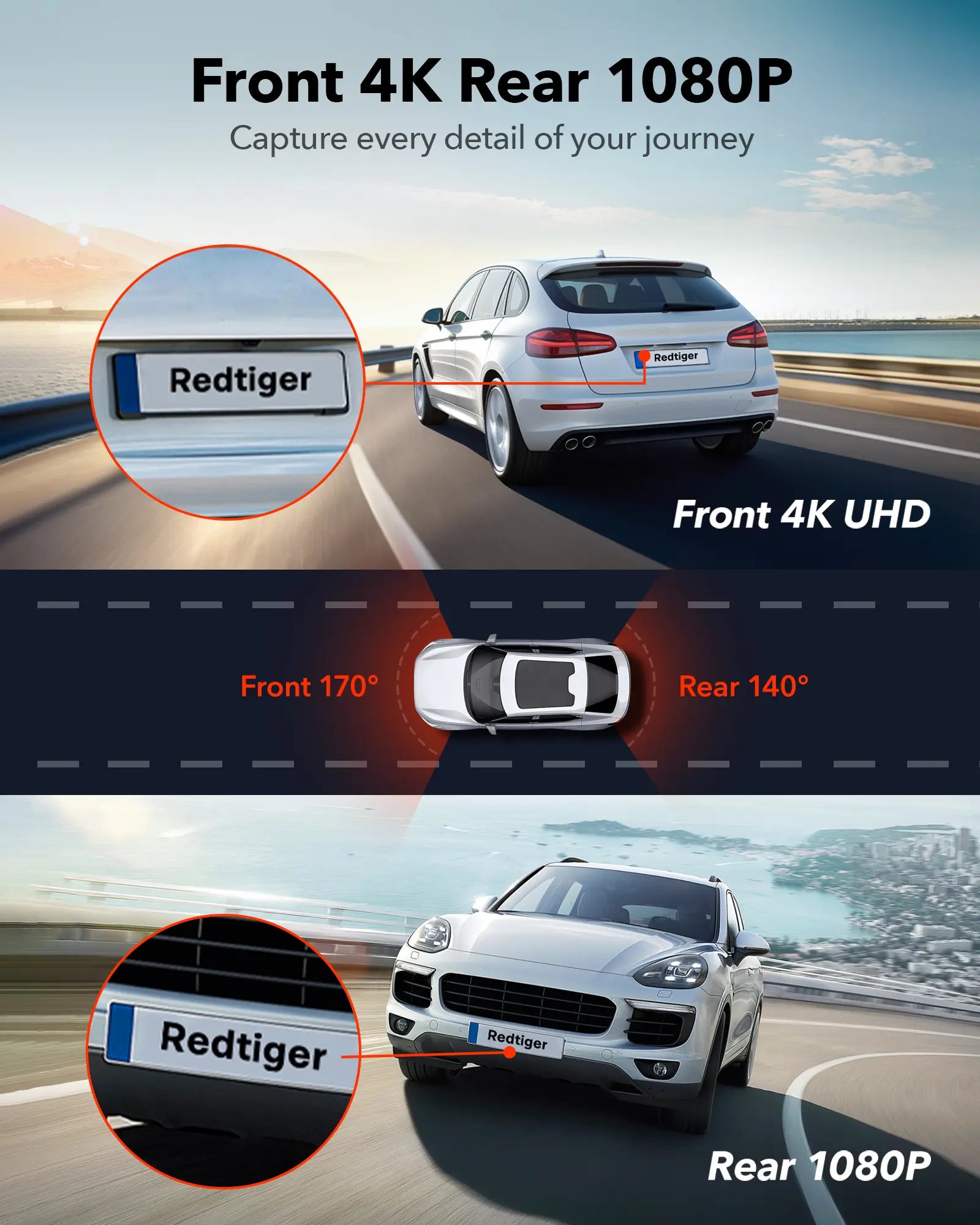 Redtiger F7NT Touch Screen 4K Dual Dash Cam Hot Sales REDTIGER Dash Cam