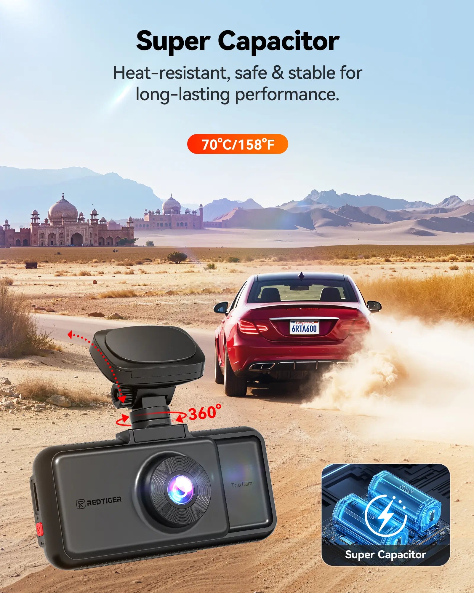Redtiger A6 2.5k+1080P+1080P 3-Channel 5.8GHz Wifi Dash Cam Hot Sales REDTIGER Dash Cam