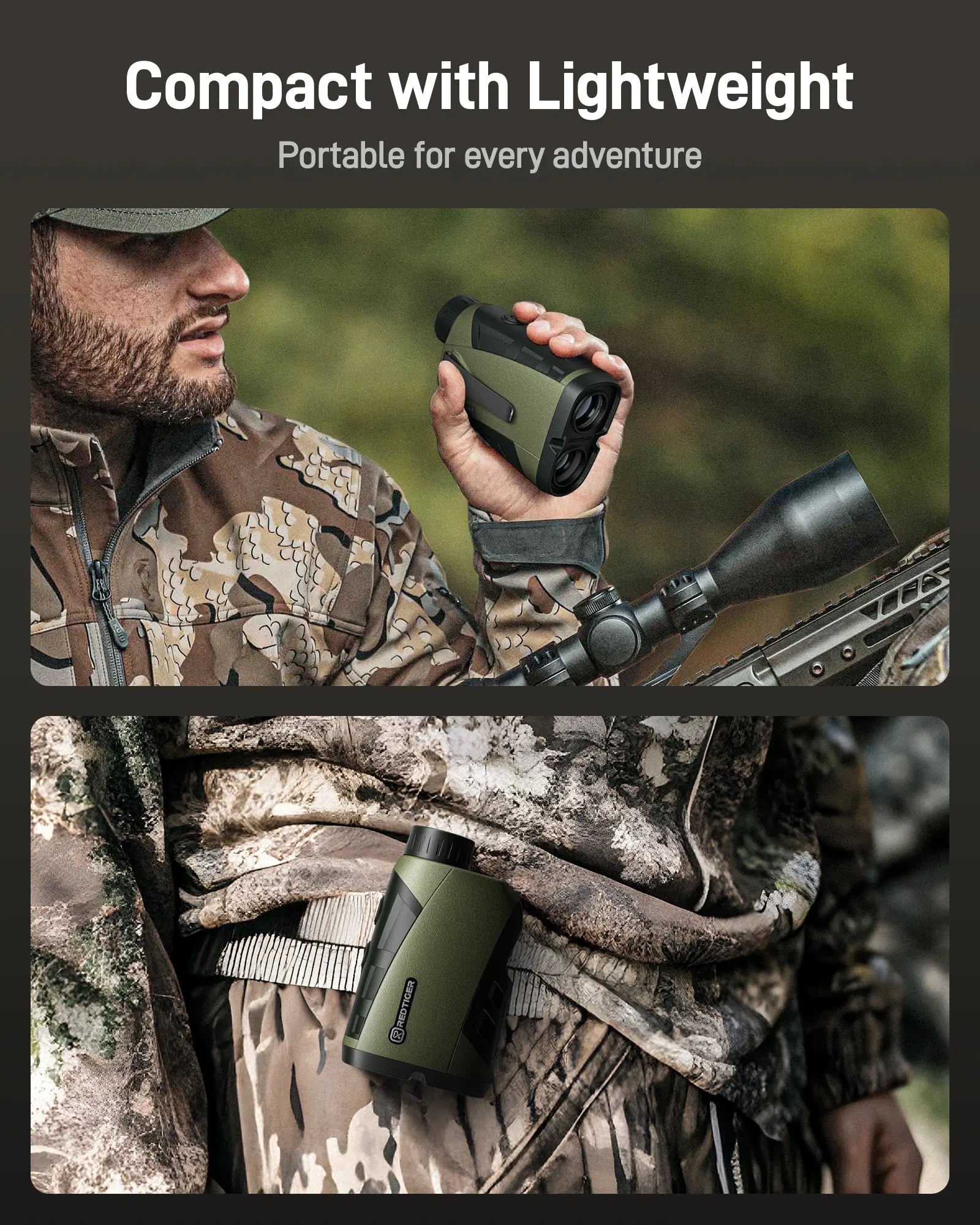 REDTIGER Range Finder for Hunting, 1600 Yards Laser rangefinder, 7X Magnification, Clearer and Accurate on Angle&Speed Measurement, Waterproof, Rechargeable for Bow Hunting, Shooting, Archery - REDTIGER Official