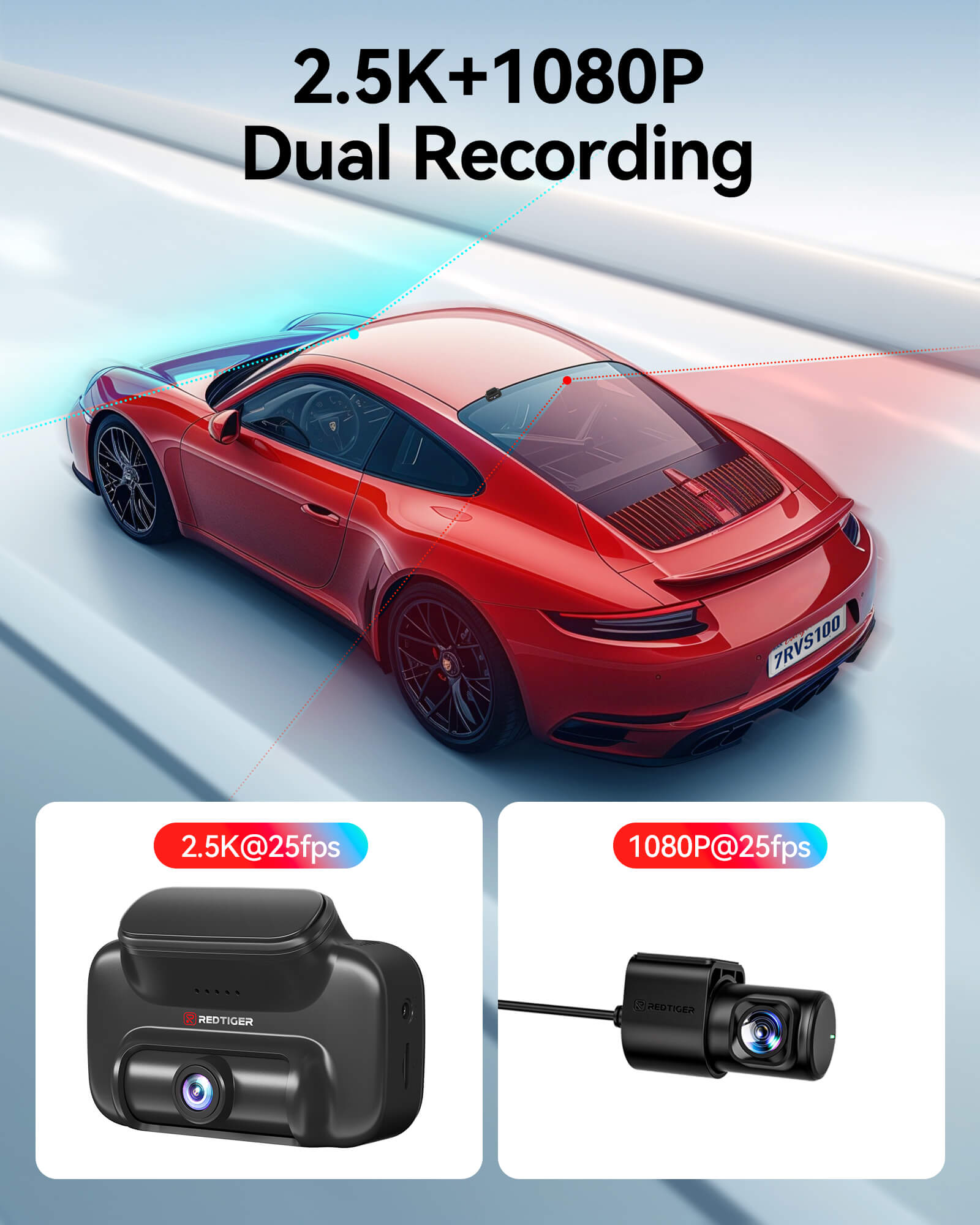 Redtiger VS10 4G Lte Cloud Storage 2.5K Wireless Parking Alarm Dash Cam Hot Sales REDTIGER Official