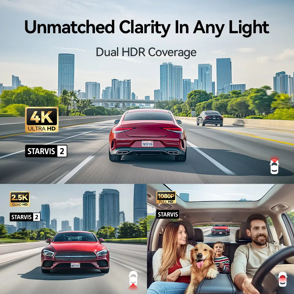 REDTIGER F17 Elite 4K 3 Channel Sony STARVIS 2 Dual HDR WIFI 6 Full Night Color Dash Cam REDTIGER Official