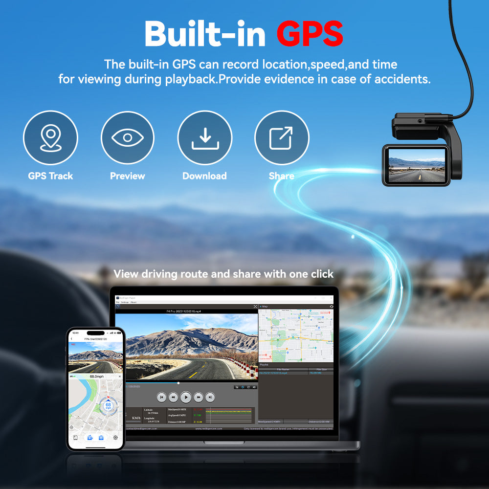 REDTIGER A4 Dash Cam Front and Rear, 5.8G WiFi GPS & WDR 4K/2.5K+1080P Dash Camera for Car with 64GB Card, G-Sensor, Super Night Vision, Loop Recording, Parking Mode easy-product-customizer
