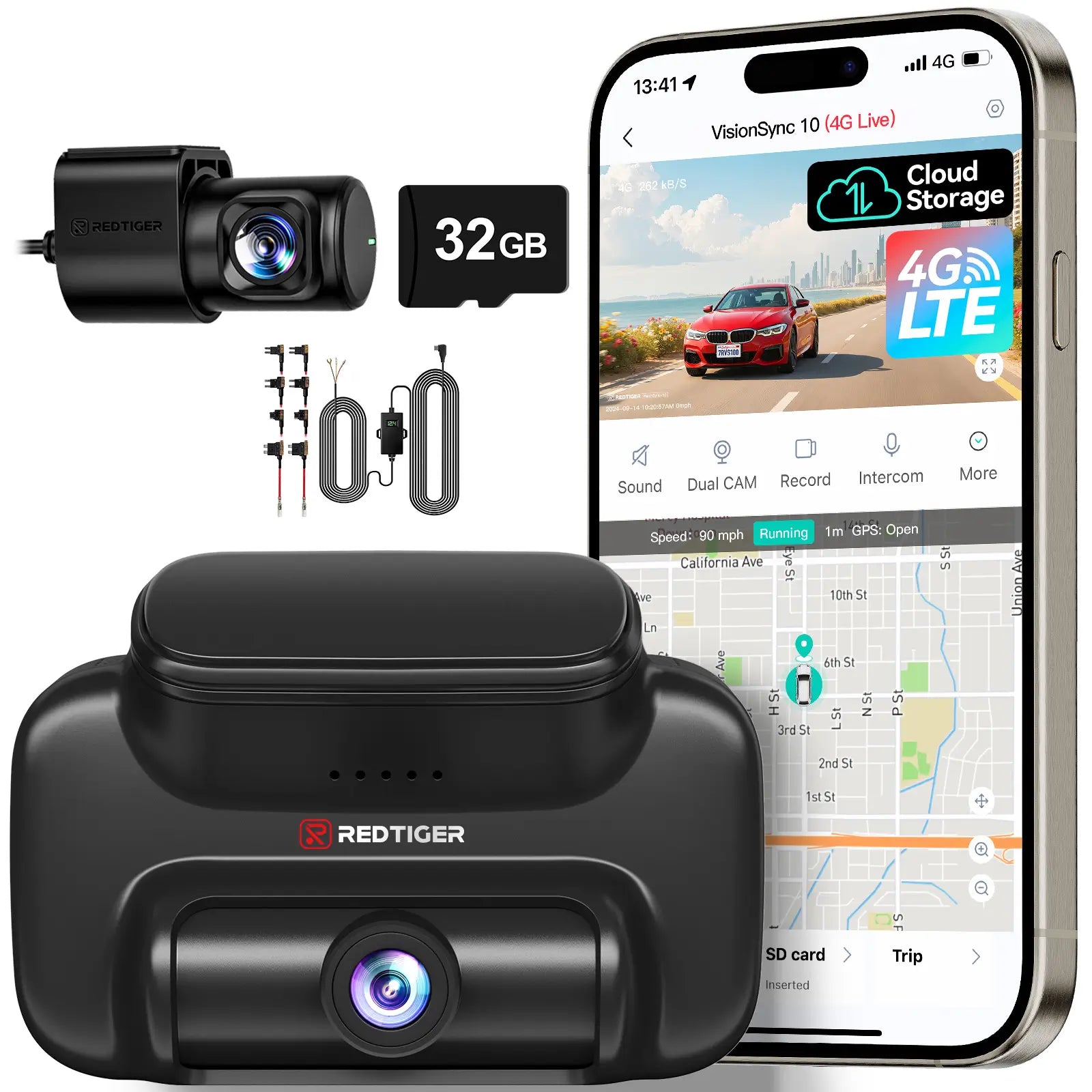 Redtiger VS10 4G Lte Cloud Storage 2.5K Wireless Parking Alarm Dash Cam REDTIGER Official