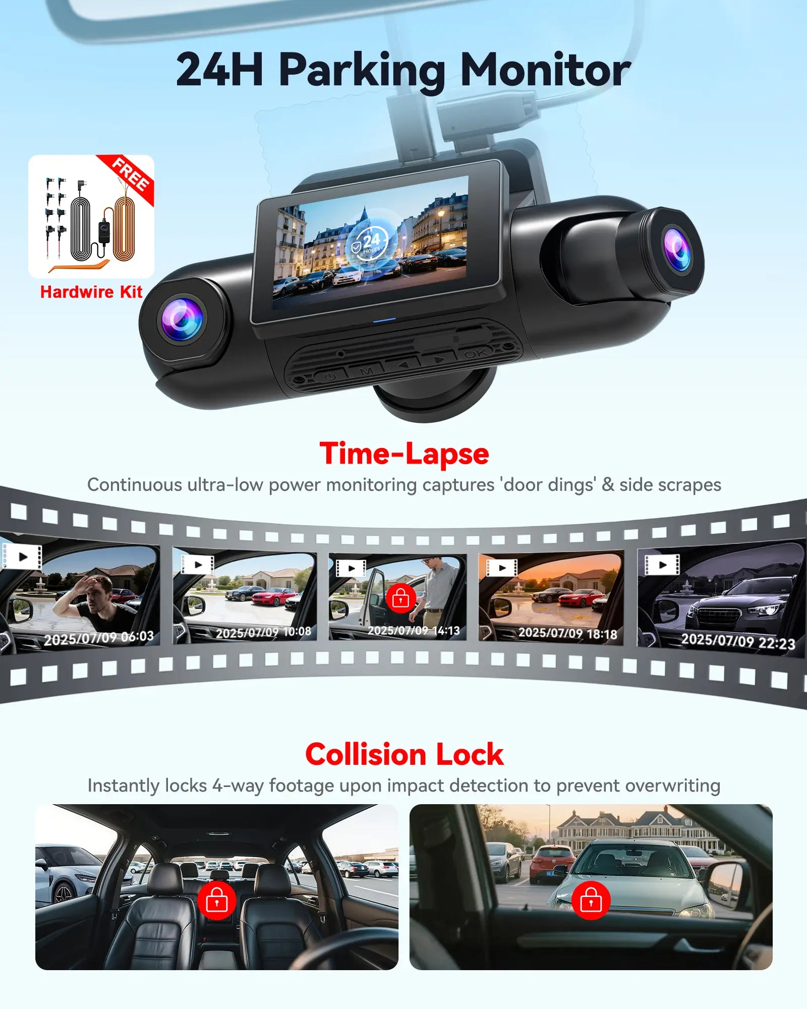 Redtiger VisionPano 40 4 Channel Dash Cam Dual Sony STARVIS 2 HDR 5.8 Ghz WiFi Parking Monitor Dash Cam