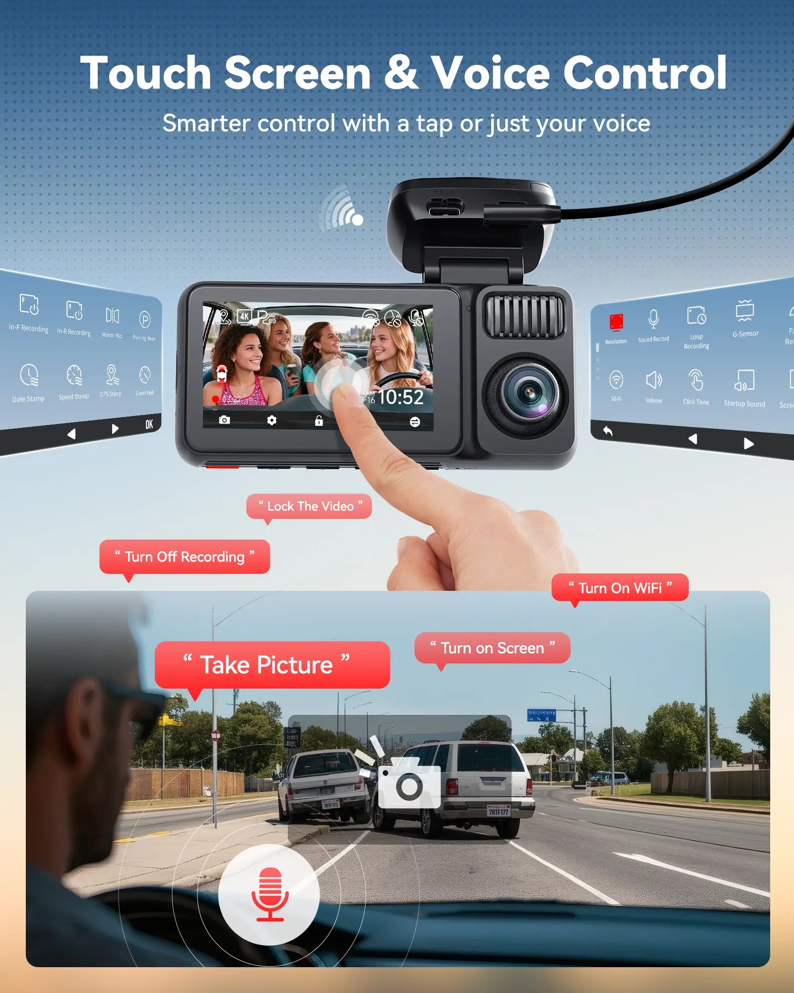 Redtiger F17 Plus 4 Channels 2.7K Sony STARVIS 2 5.8 Ghz Wifi Touch Screen Dash Cam REDTIGER Official