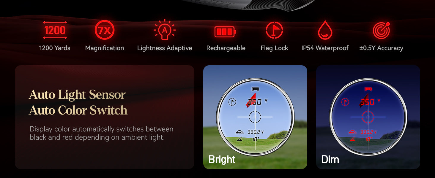 REDTIGER Light-Adaptive Golf Range Finder