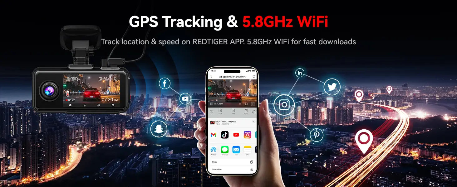 Built In GPS Route Track Recording Dash Cam