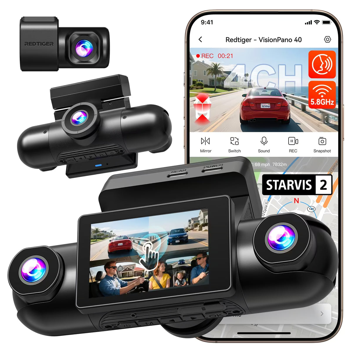 VisionPano 40 4-Channel 2.5K Dash Cam with Sony STARVIS 2