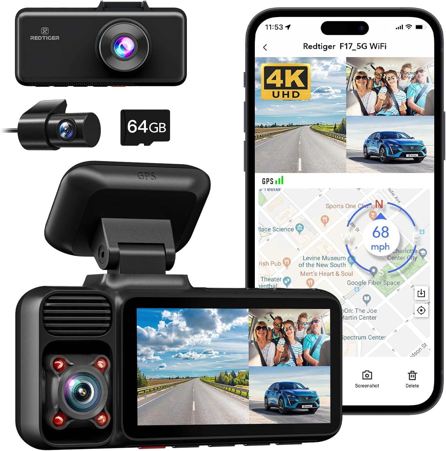 Redtiger F17 3-Channel 5G Wifi Dash Cam Hot Sales REDTIGER Dash Cam