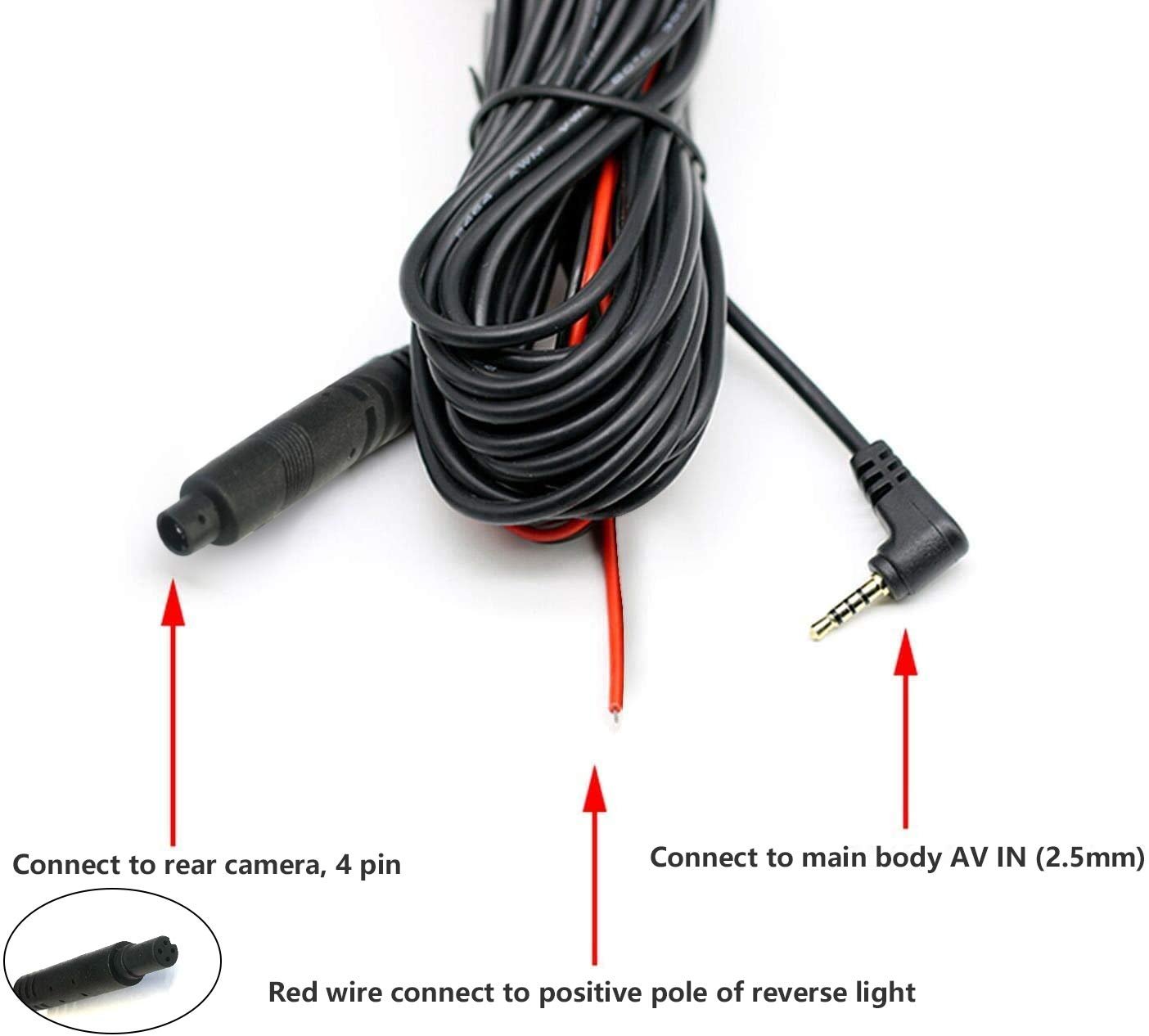 Redtiger F7N Rear Camera Longer Replacement Cables Accessories REDTIGER Dash Cam