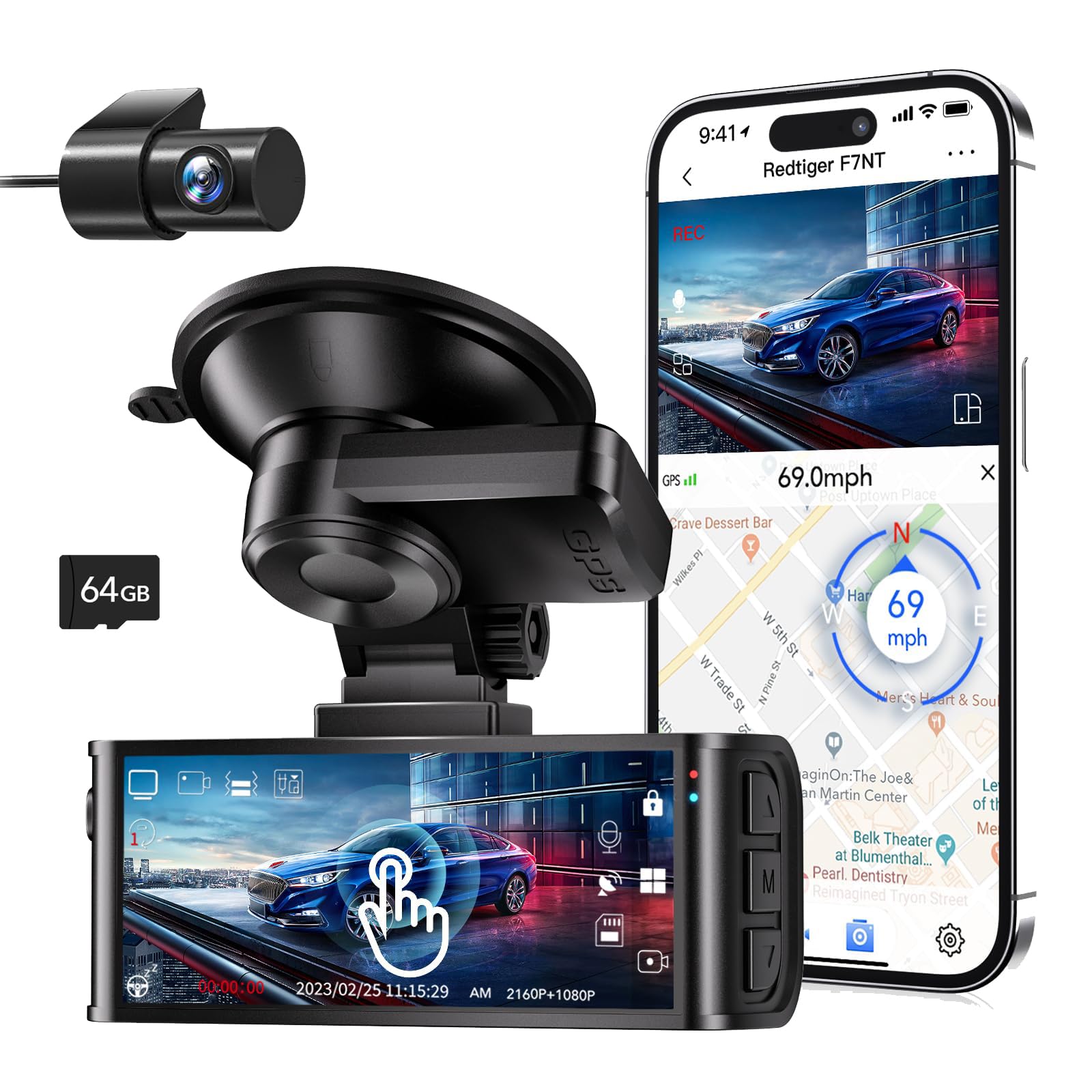 Redtiger F7NT Touch Screen 4K Dual Dash Cam Hot Sales REDTIGER Dash Cam F7NT Basic (4K IMX675)