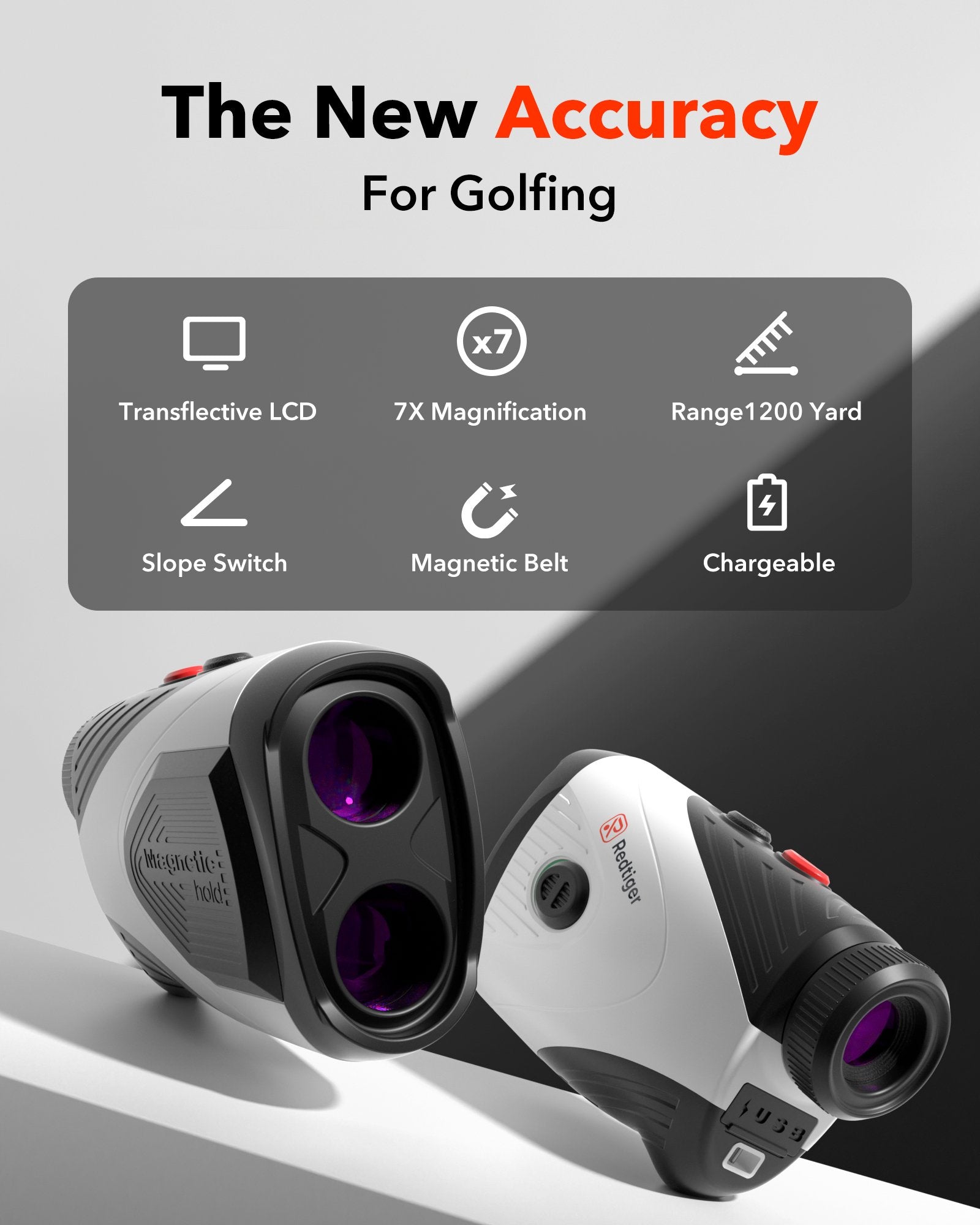 REDTIGER Golf Rangefinder 1200 Yards Laser Range Finder for Hunting, 7X Magnification Clear View, Slope Measurement, Flag Pole Lockin, Short easy-product-customizer