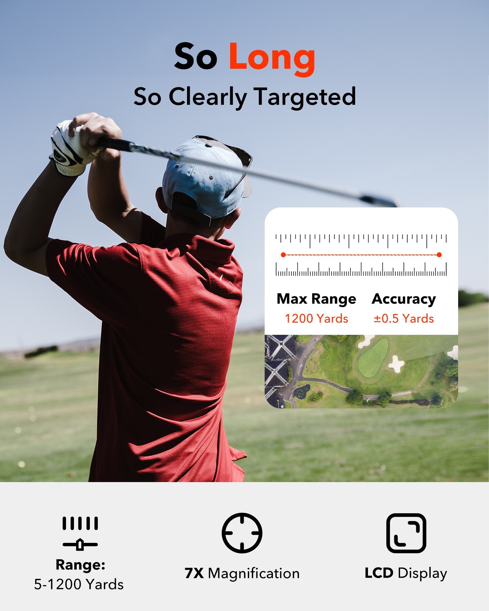 REDTIGER Golf Rangefinder 1200 Yards Laser Range Finder for Hunting, 7X Magnification Clear View, Slope Measurement, Flag Pole Lockin, Short easy-product-customizer