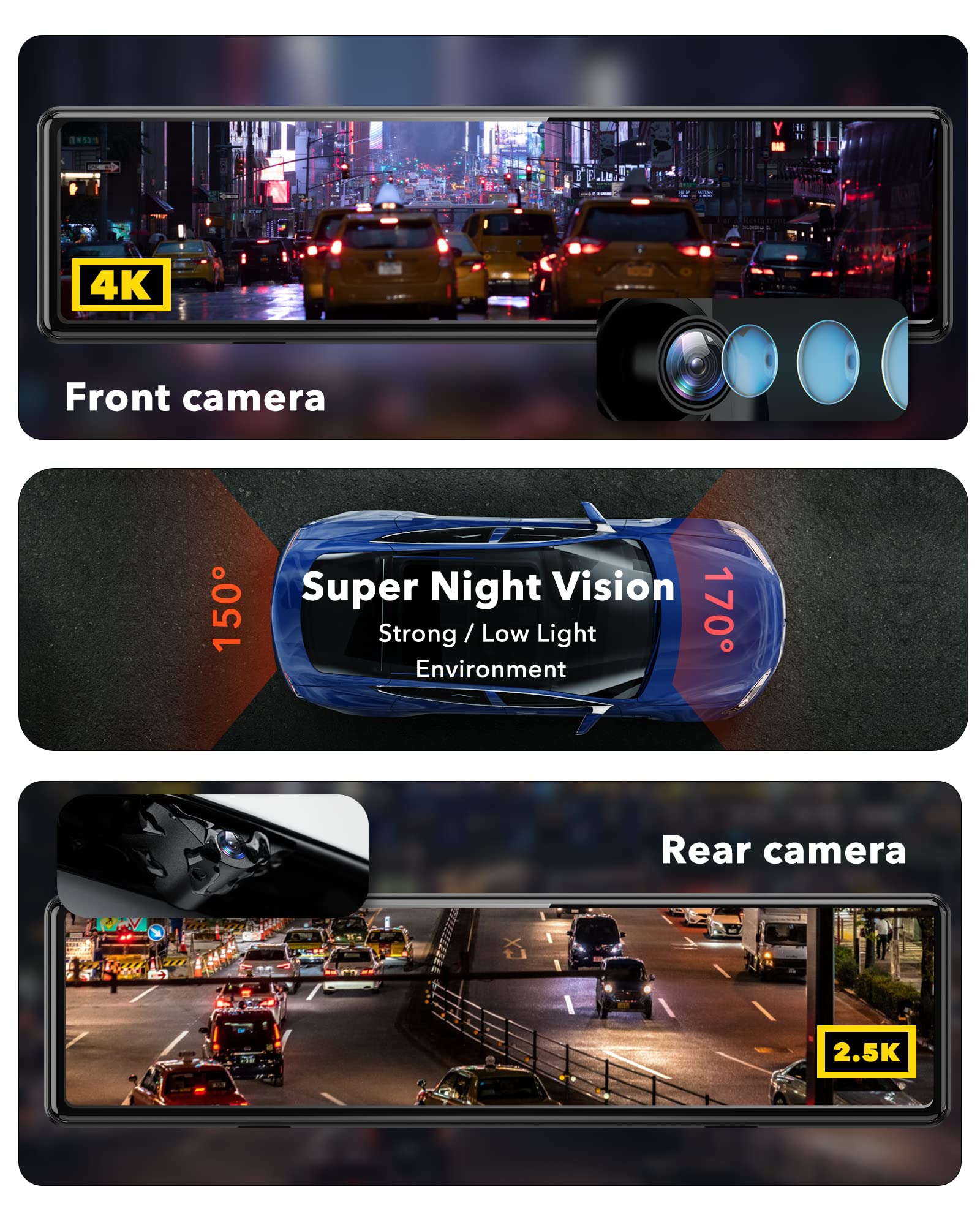 Redtiger T27 4K+2.5K Touchscreen Smart Parking Assist Dash Cam Hot Sales REDTIGER Dash Cam