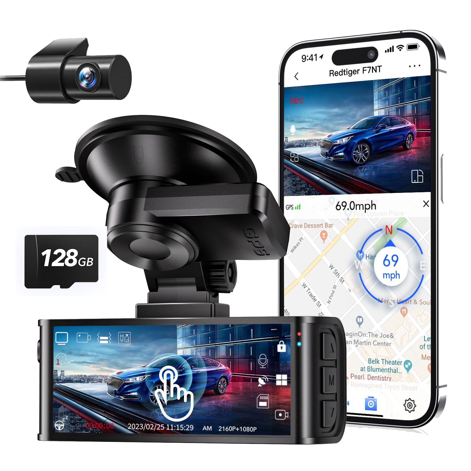 Redtiger F7NT Touch Screen 4K Dual Dash Cam Hot Sales REDTIGER Dash Cam F7NT Expanded （128GB)