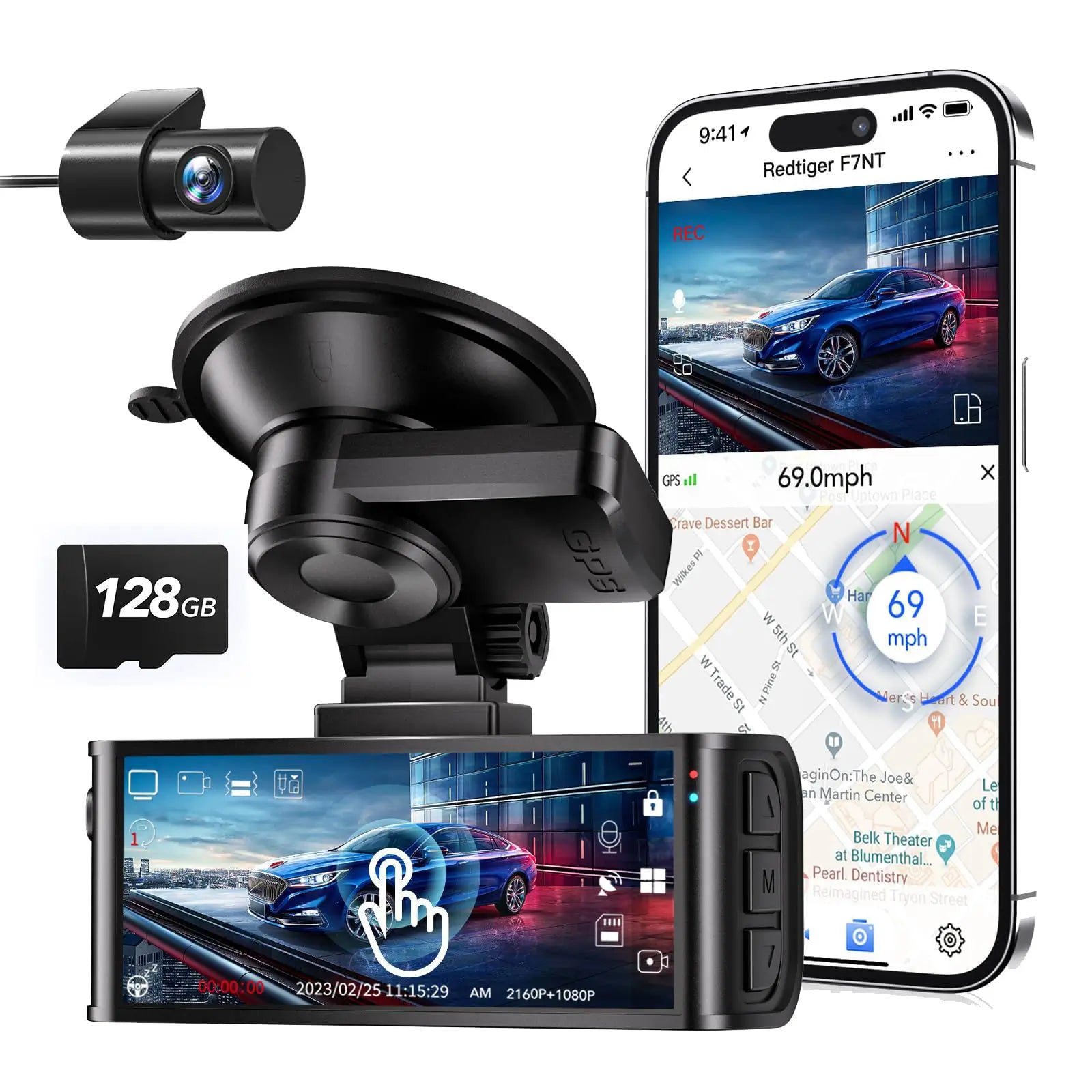 Redtiger F7NT Touch Screen 4K Dual Dash Cam Hot Sales REDTIGER Dash Cam F7NT(128GB)