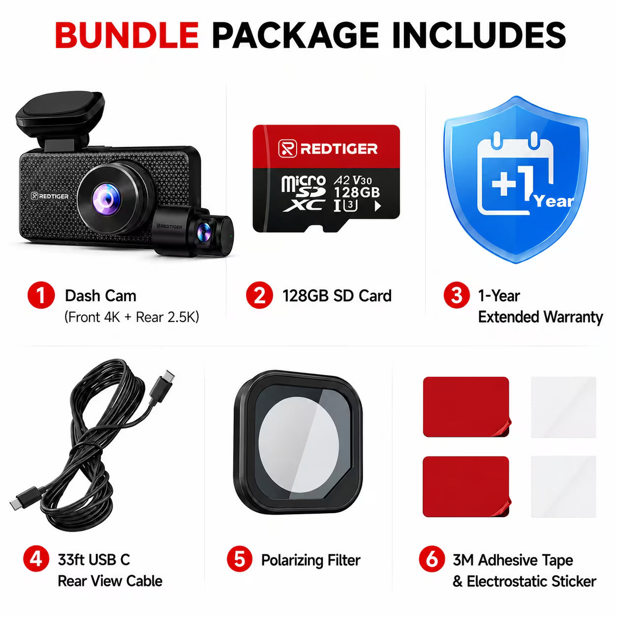 REDTIGER F17 Elite 4K 3 Channel Car Vlog Dash Cam Sony STARVIS 2 Dual HDR WIFI 6 Full Night Color - REDTIGER Official