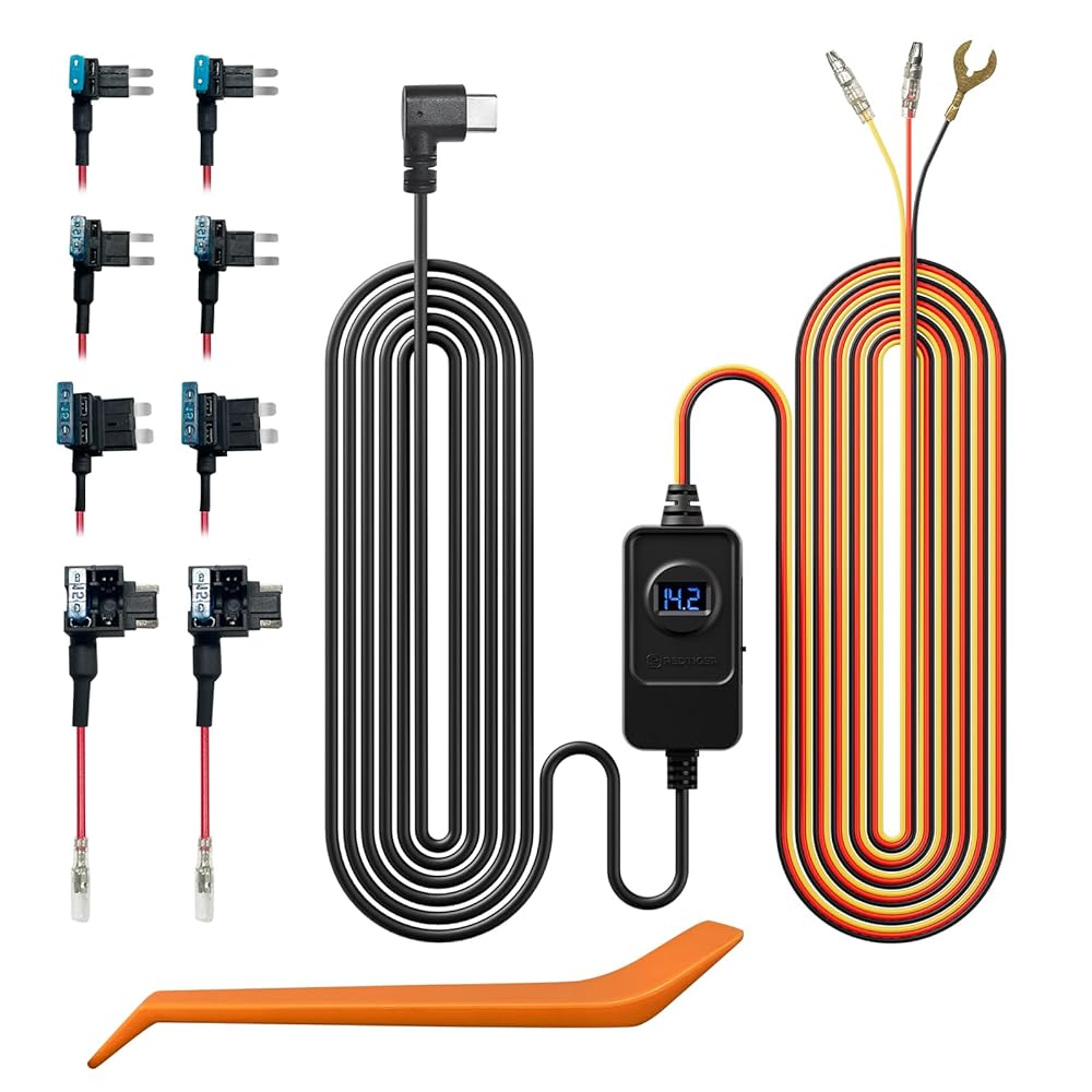 REDTIGER Dash Cam Acc Multi-Size Hardwire Kit with Voltage Indicator for All REDTIGER Dash Camera, USB C Power Port, 24H Parking Monitoring with Low Voltage Protection, Cable - REDTIGER Official