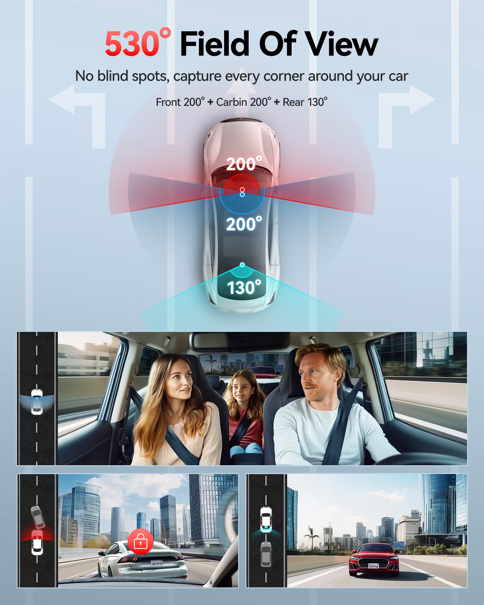 REDTIGER VP20 530° 3-Channel IR Night View Dash Cam - REDTIGER Official