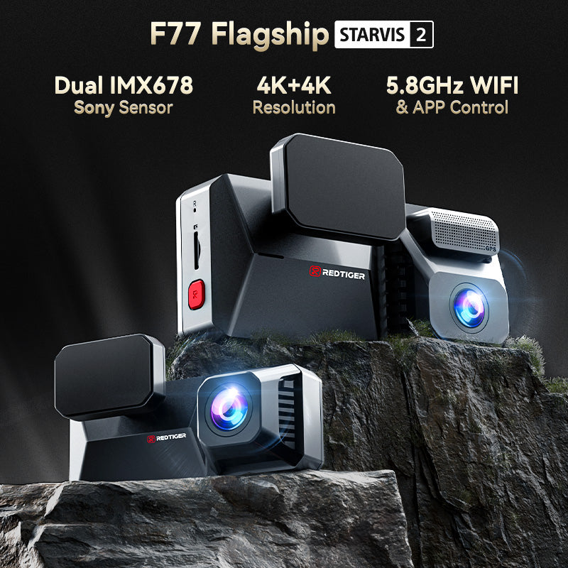 F77 Starvis2 4K+4K Dual IMX678 Voice Control 5.8GHz High Speed WIFI Dash Cam  REDTIGER Official   