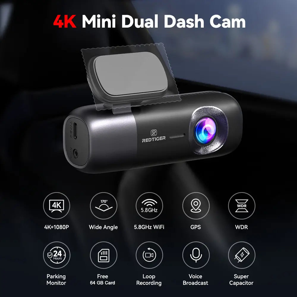 Redtiger F9 4K Dual Front and Rear Mini Dash Cam Hot Sales REDTIGER Dash Cam