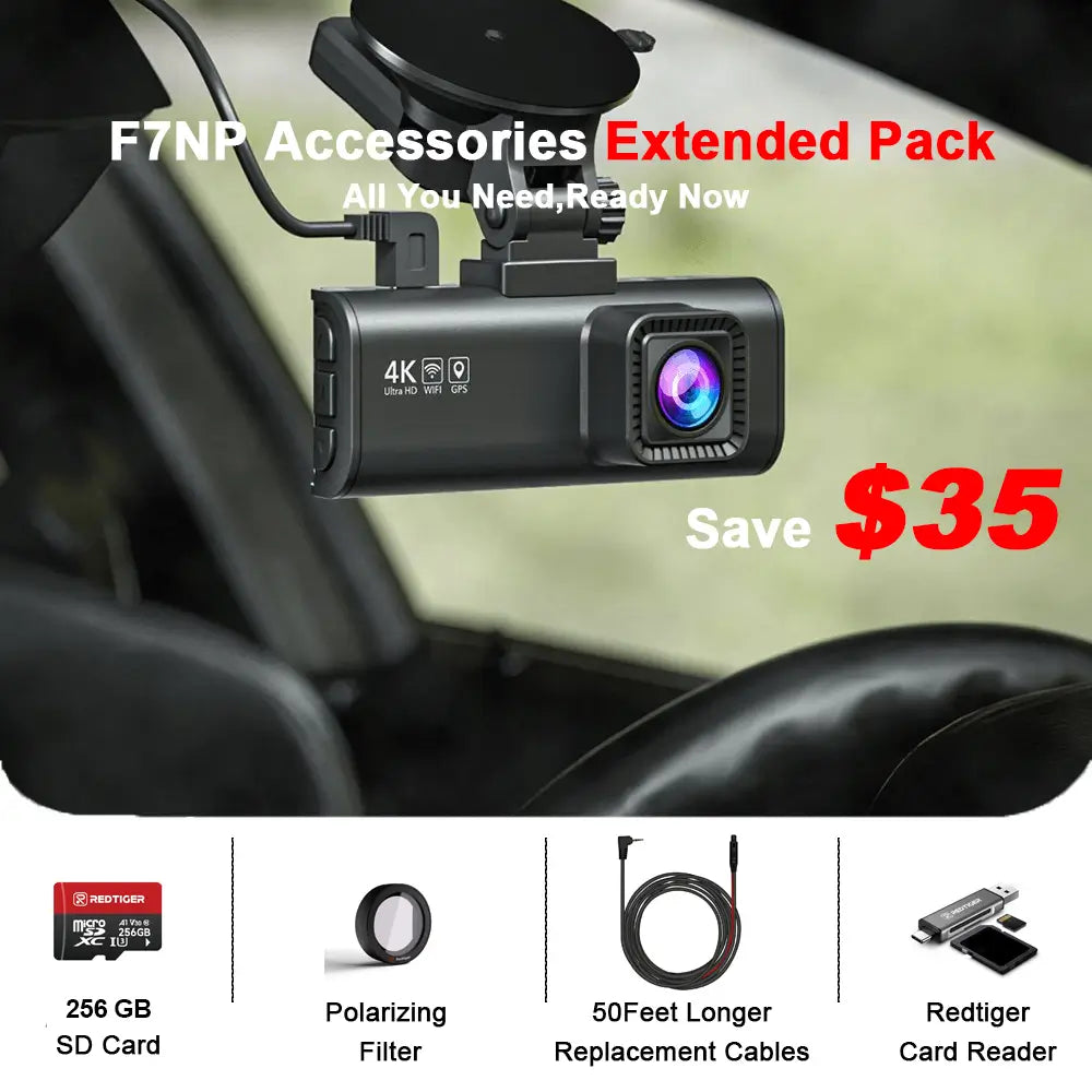 REDTIGER F7NP Dash Cam Front Rear, Front Rear, STARVIS 2 Sensor, Free Card Included, 5.8GHz WiFi-20MB/s Fast Download, Dash Camera for Cars with GPS, WDR Night Vision, 170°Wide Angle, 24H Parking Mode