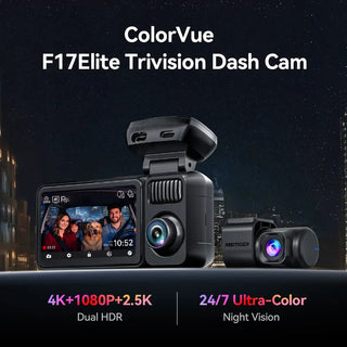 REDTIGER F17 Elite 4K 3 Channel Dash Cam Sony STARVIS 2 Dual HDR WIFI 6 Full Night Color REDTIGER Official the Basic:F17 Elite+Hardwire Kit