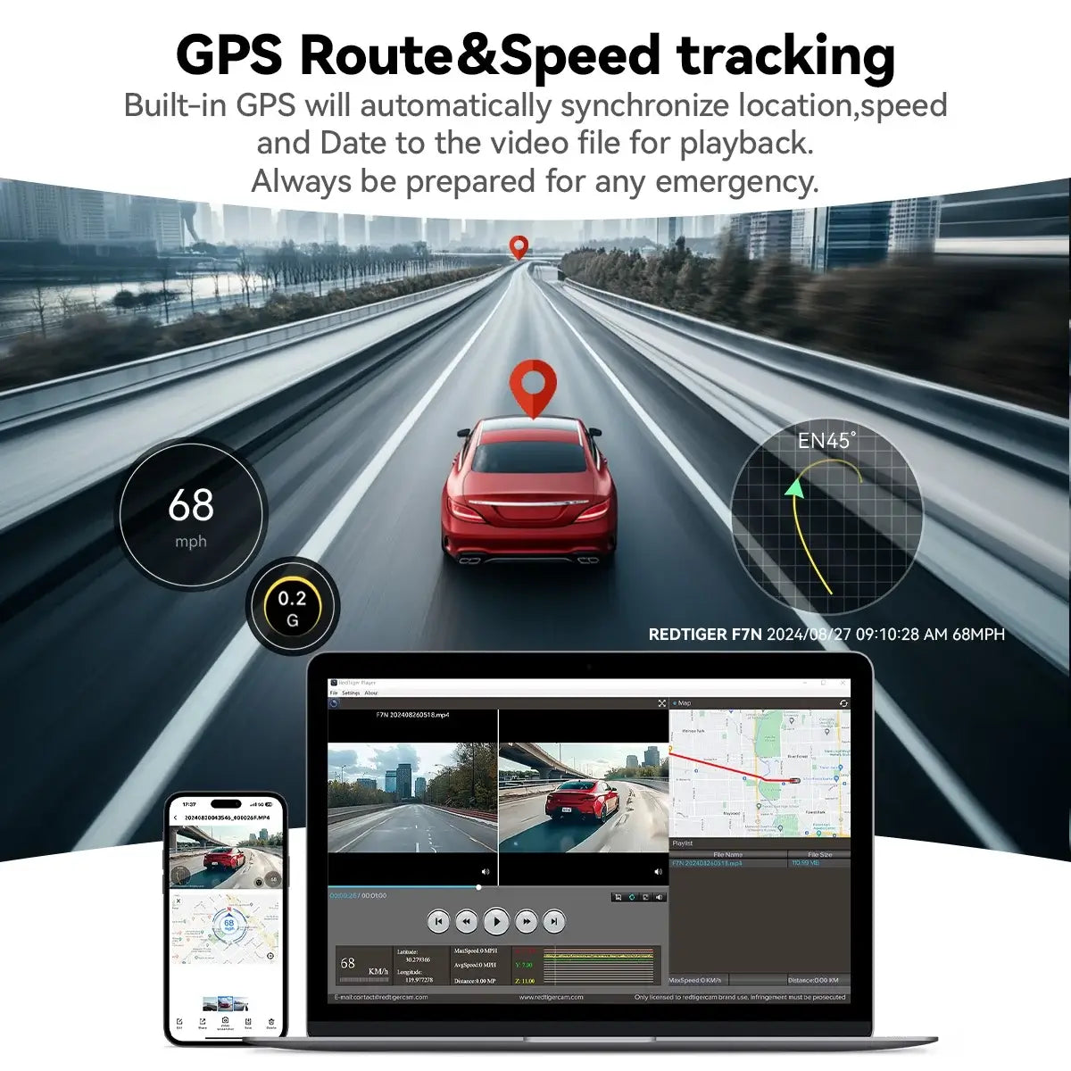 REDTIGER 4K Front and Rear Dash Cam, STARVIS 2 Sensor, 4K/2.5K+1080P Dual Dash Dam, Built-in WiFi & GPS, 3.18-inch IPS Screen, 170° Wide Angle, Parking Mode, 64GB card - REDTIGER Official