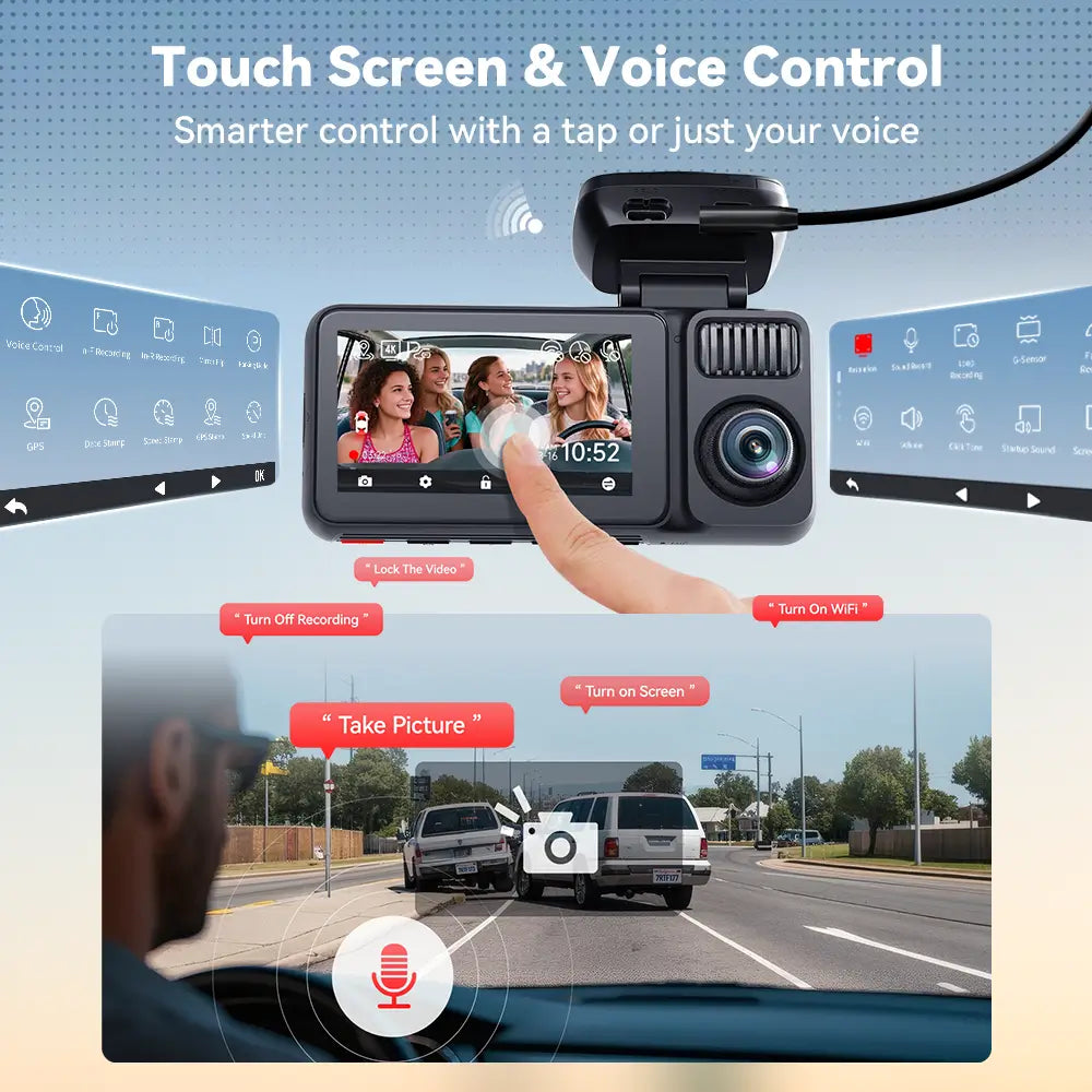 Redtiger F17 Plus 4 Channels 2.7K Sony STARVIS 2 5.8 Ghz Wifi Touch Screen Dash Cam REDTIGER Official