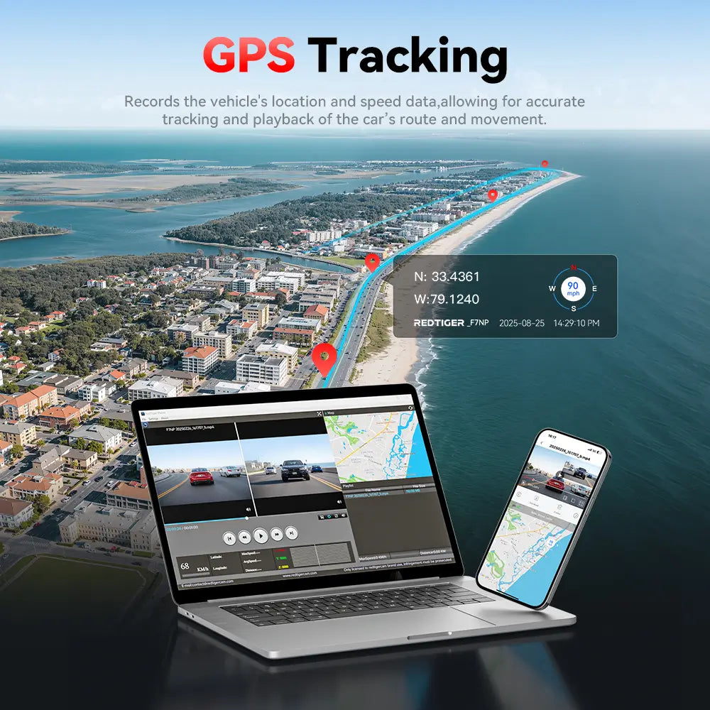 REDTIGER F7NP Dash Cam Front and Rear, 4K Full HD Car Camera with STARVIS 2, 3.18” IPS Screen, Free 128GB Card, 5.8GHz Wi-Fi, GPS, Night Vision, Loop Recording, Parking Mode - REDTIGER Official