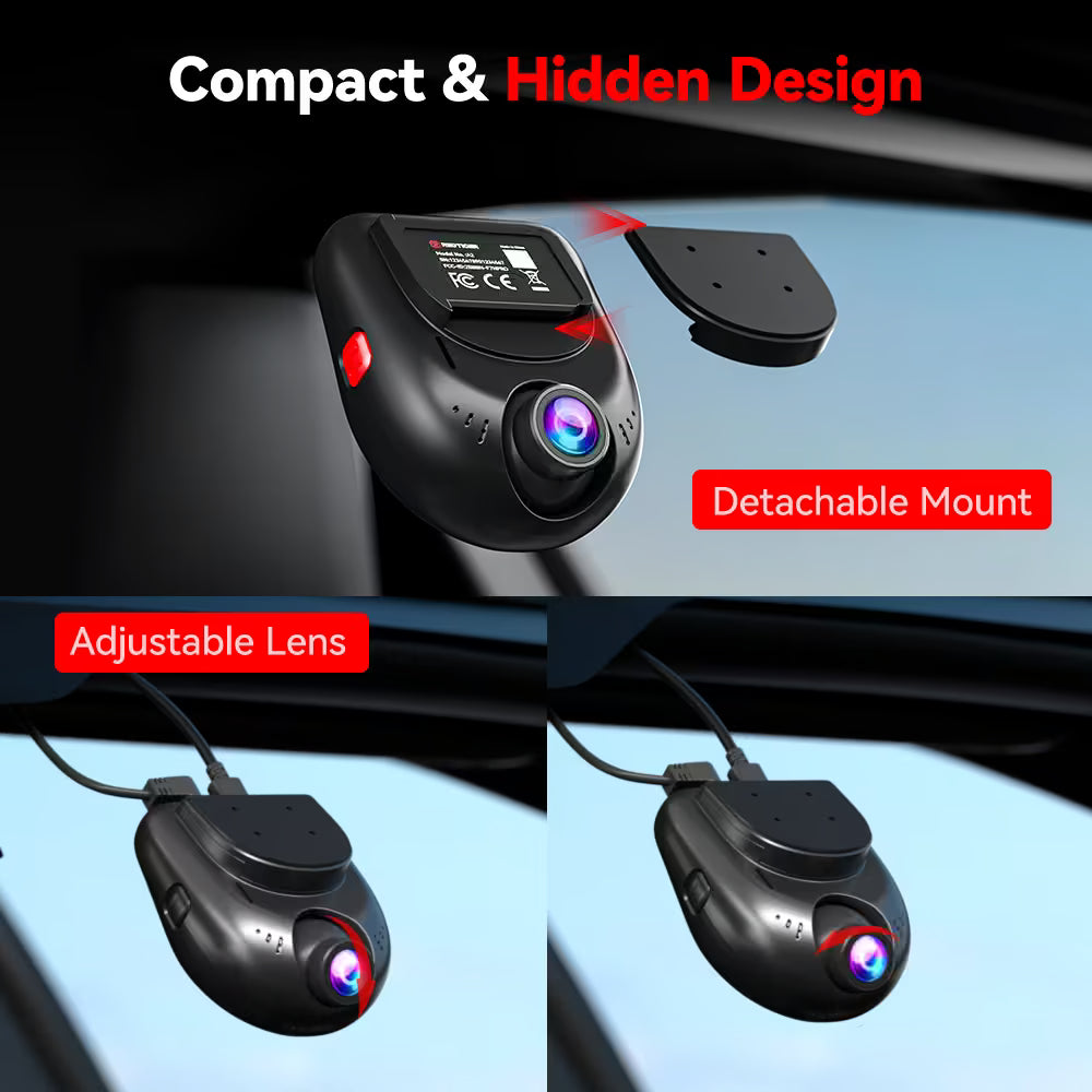 Redtiger A2 Dash Camera Front and Rear, 2.5K+1080P Dual Dashcam, WiFi, Loop Recording, G-Sensor, 24H Parking Mode, Super Capacitor, Wide Angle (SD Card Not Included)