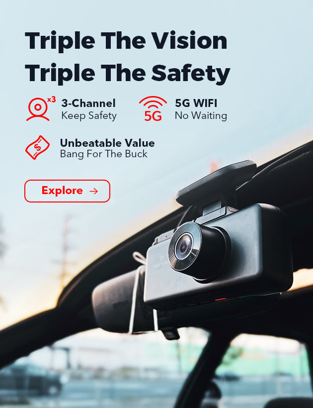 Redtiger F17 3-Channel 4K Dual Dash Cam