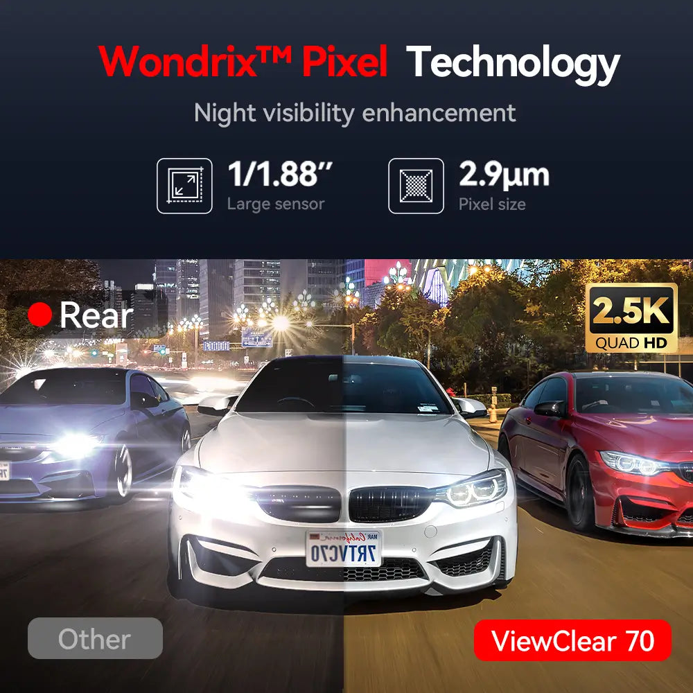 Redtiger ViewClear-70 4K Dual HDR 5.8Ghz WiFi-6 Super Night Vision Dual Dash Cam REDTIGER Official