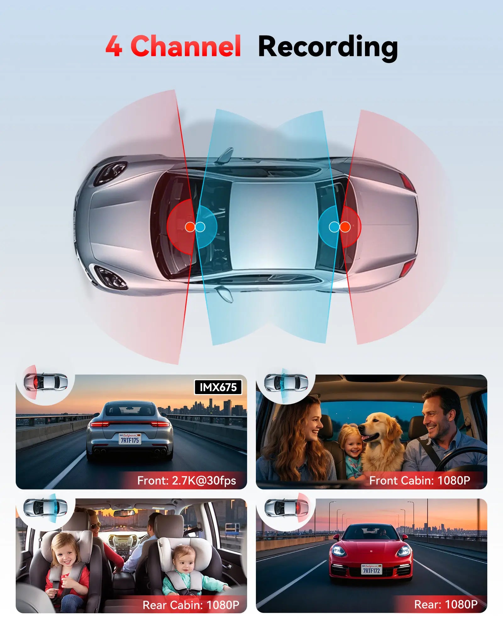 Redtiger F17 Plus 4 Channels 2.7K Sony STARVIS 2 5.8 Ghz Wifi Touch Screen Dash Cam REDTIGER Official