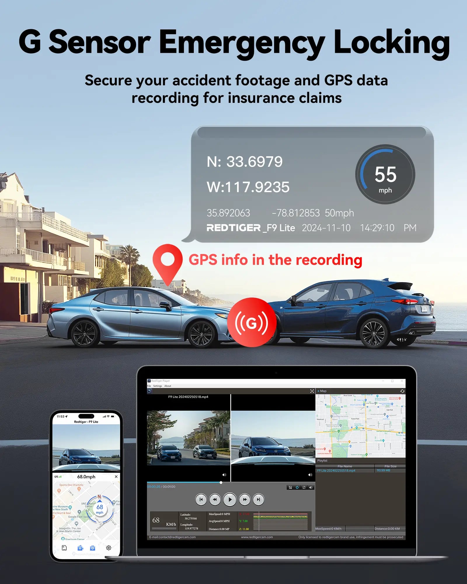 REDTIGER 4K Dash Cam Front, ADAS, Built-in WiFi GPS, Mini Hidden Dash Camera for Cars with G Sensor, APP Control, Free 32GB Card easy-product-customizer