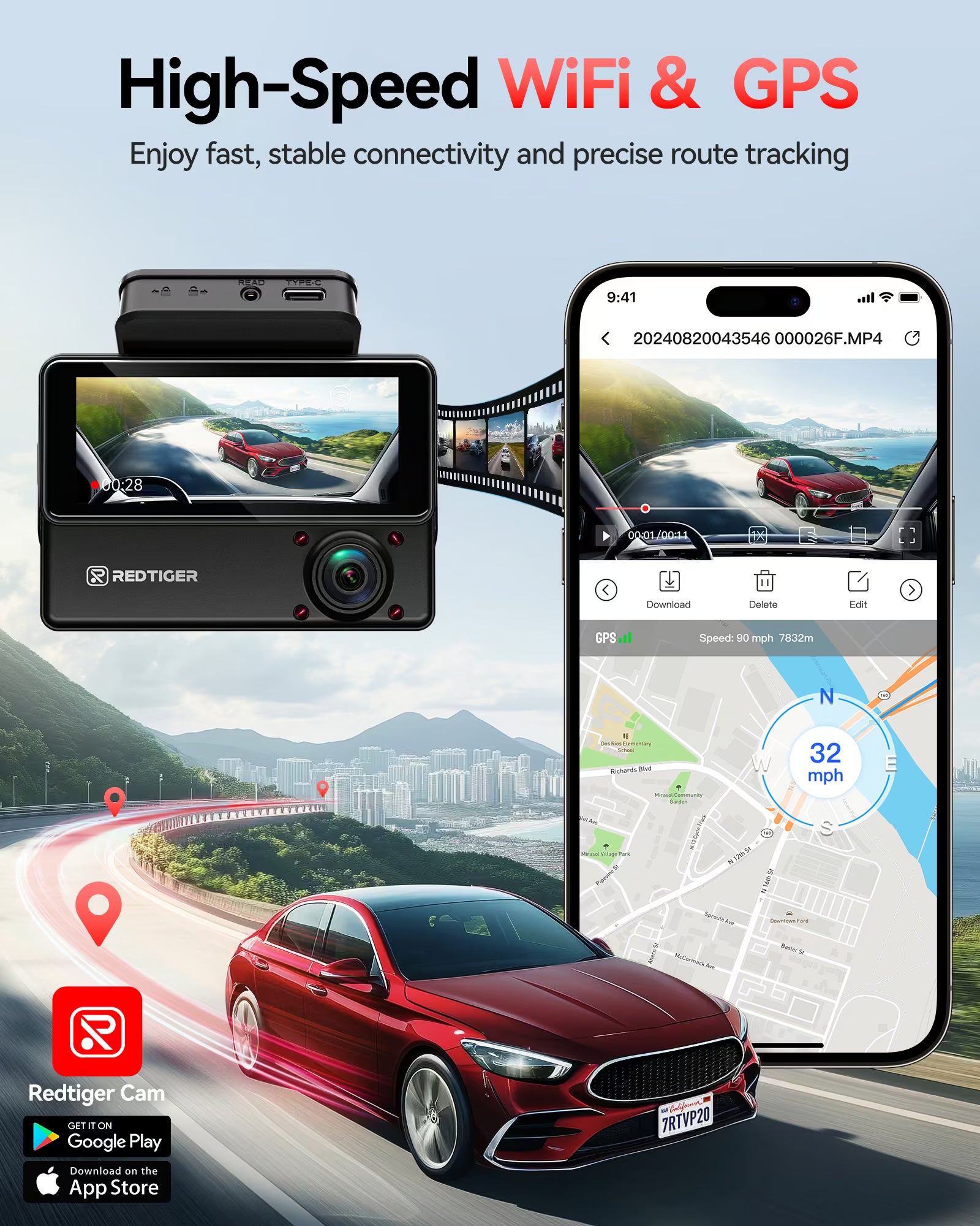 REDTIGER VP20 530° 3-Channel IR Night View Dash Cam - REDTIGER Official