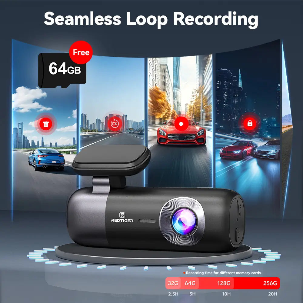 Redtiger F9 4K Dual Front and Rear Mini Dash Cam