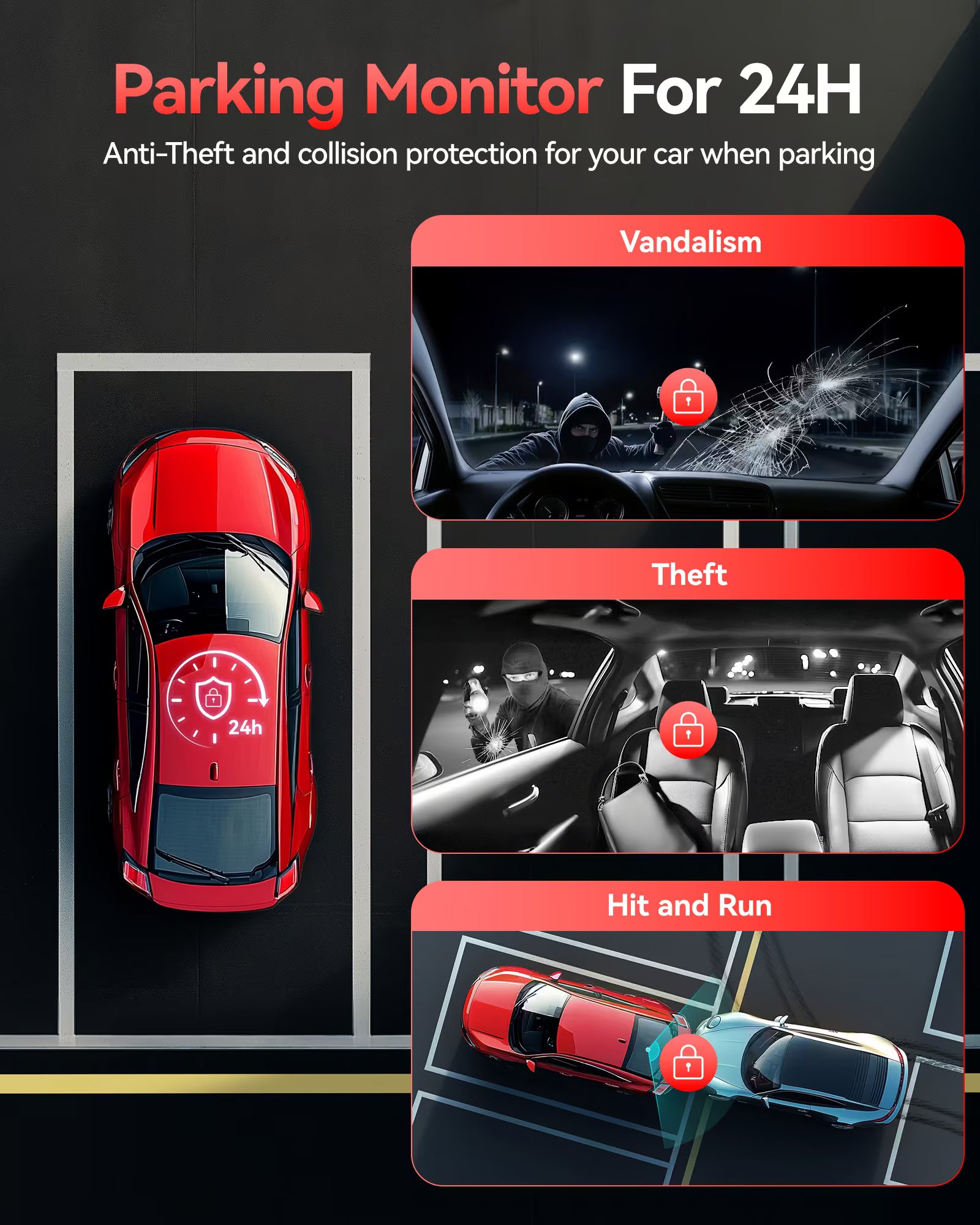 REDTIGER VP20 530° 3-Channel IR Night View Dash Cam - REDTIGER Official