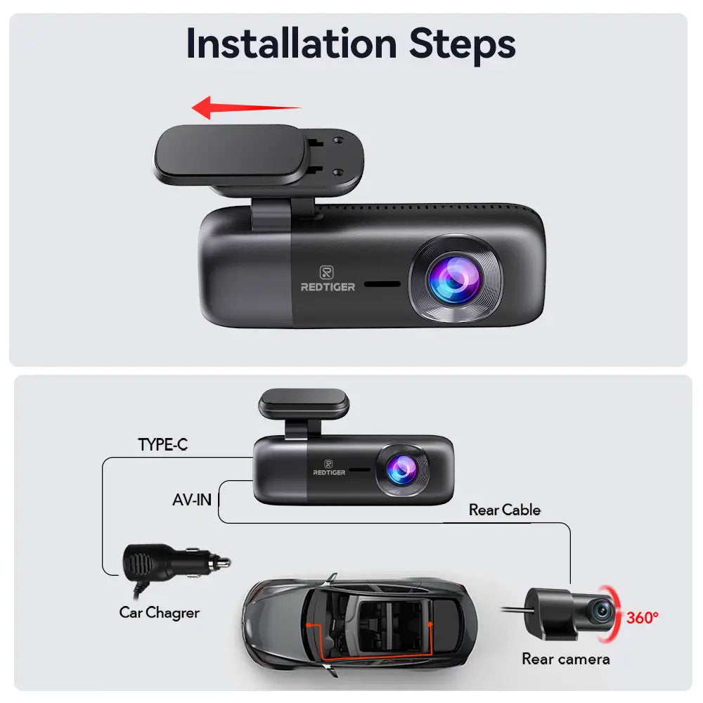 Redtiger F9 4K Dual Front and Rear Mini Dash Cam