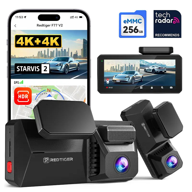 F77 Dual 4K STARVIS2 2CH IMX678 Voice Control 5.8GHz High Speed WIFI Dash Cam easy-product-customizer