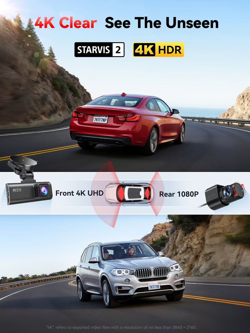 REDTIGER F7NP Dash Cam Front Rear, STARVIS 2 Sensor, 5.8GHz WiFi-20MB/s Fast Download, Dash Camera for Cars with GPS, WDR Night Vision, 170°Wide Angle, 24H Parking Mode